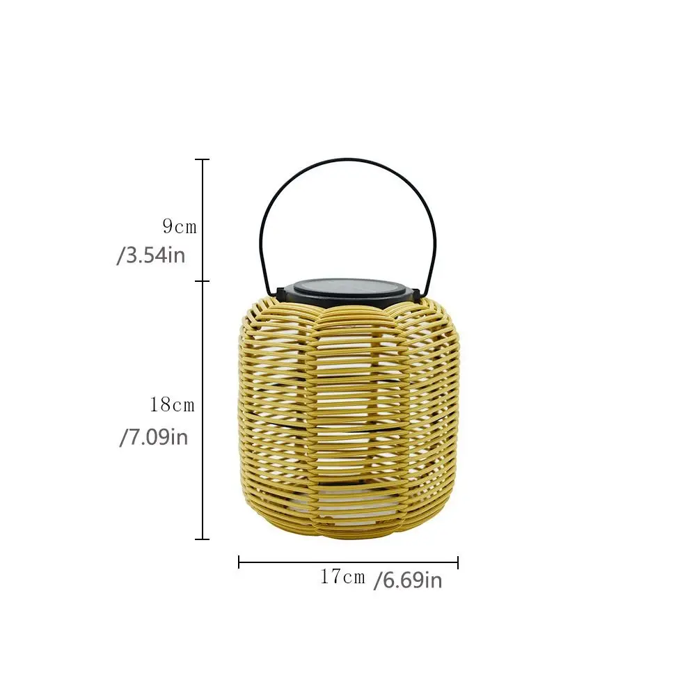 Landscape Solar Imitation Rattan Lantern Waterproof with Handle Rattan Yard Lantern Hollowed Atmosphere Weave Wind Lamp