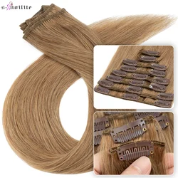 S-noilite Natural Hair Extensions 50-80g Human Hair Thin Straight Hairpiece 8