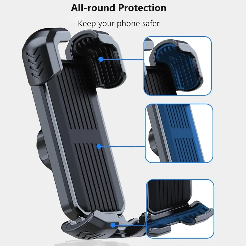 GEFENSI Motorcycle Phone Mount, Bike Phone Holder - Quick Install Handlebar Clip For Bicycle Scooter For IPhone And More 4.7-7