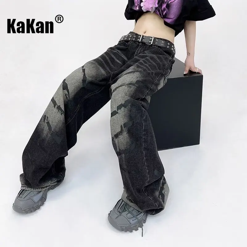 

Kakan - Europe and The United States New Loose Thin Jeans Men's, High Street Retro Washed Straight Niche Long Jeans K63-757