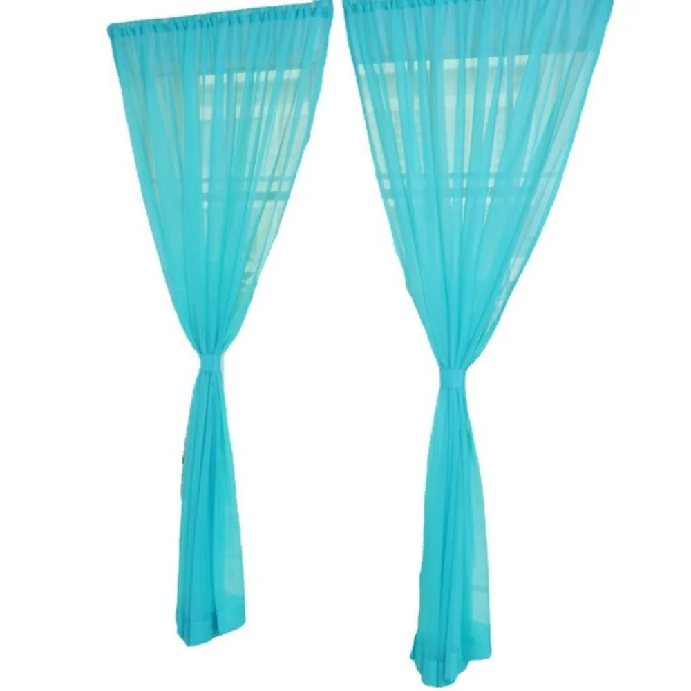Fashion Colorful Sheer Tulle Curtains 1x2M Polyester Rod Pocket Curtain Solid Color Window Panel Kid Room Classroom