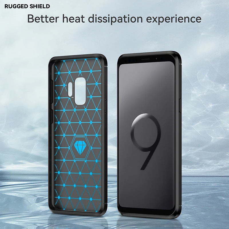 Case For Samsung Galaxy S9 or S9 Plus Cases Silicone Bumper Shockproof Carbon Cover for Samsung Galaxy S9+ Plus G965F Funda Capa