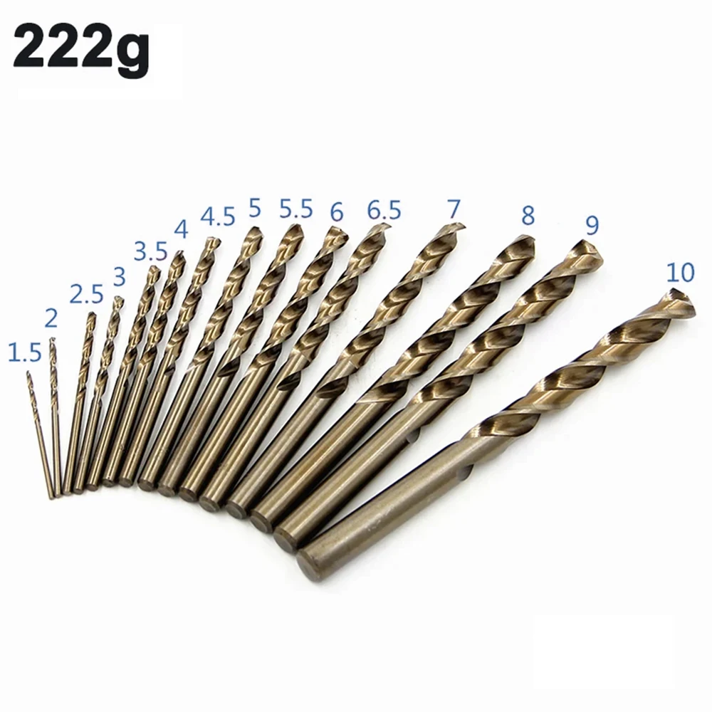 15pc Twist Drill Set - High-Speed M35 Cobalt Steel, Straight Shank Roasted Yellow Full Grinding Hole Opening Tool LK-AA34