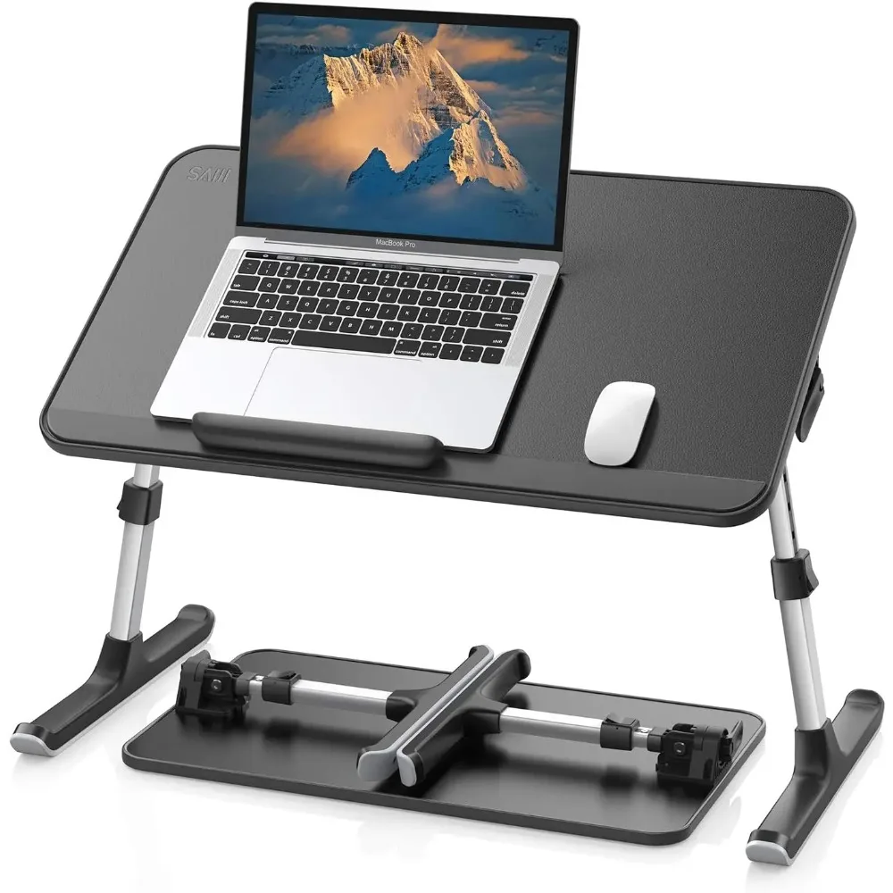 

Регулируемый кожаный поднос для ноутбука со складными ножками, портативный стол для дивана-дивана (средний, черный)