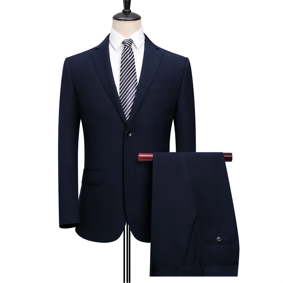 Blazer et pantalon classiques pour hommes, olympiques de marié et de marié GroomTIME, simple boutonnage, fête d'affaires formelle, bureau trempé, 2 pièces