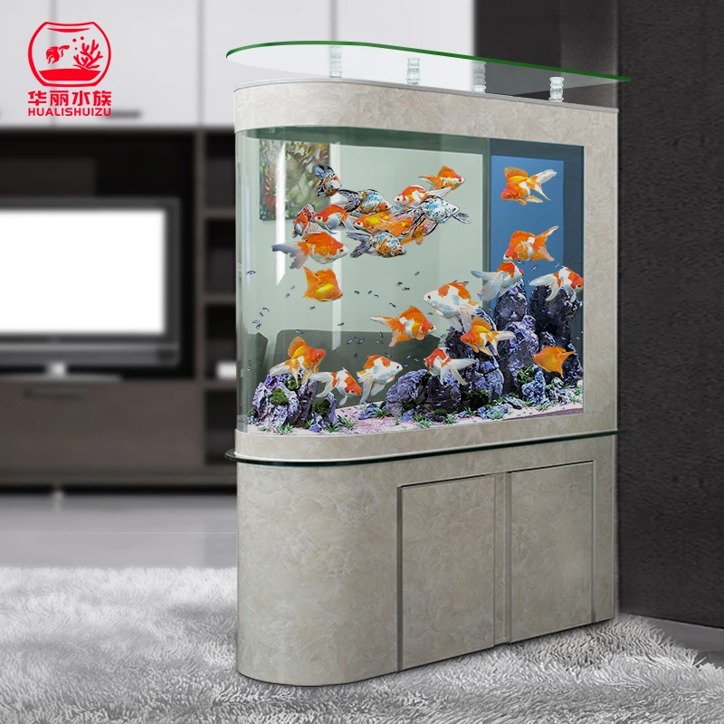 Bullet fish tank Arc shaped glass fish tank Aquarium partition customizable bottom filter fish tank