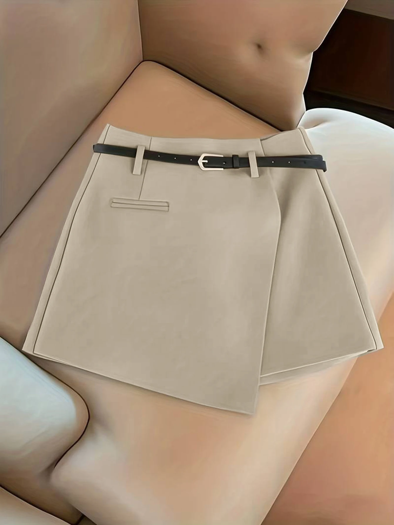 Women's High Waist Skorts Wide Leg Shorts Belt Loops Front Pleated Casual Summer Office Bottoms