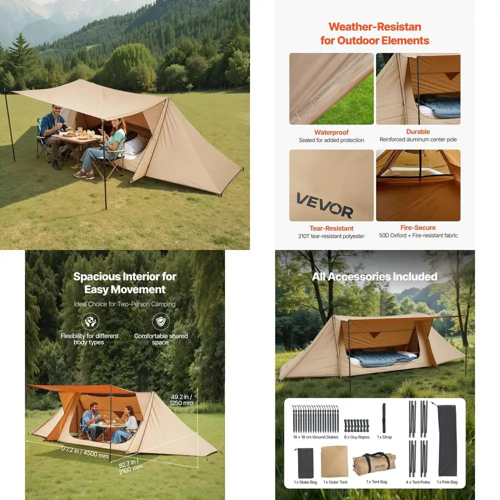 

4-Season Portable Camping Tipi with Stove Jack, Waterproof Snow Skirt, Easy Setup for Winter Adventures and Outdoor Activities