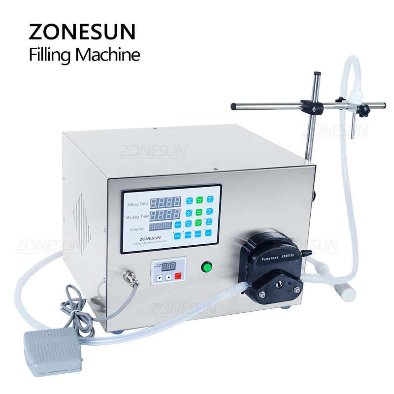 ZONESUN ZS-YT80 Liquid Filling Machine Peristaltic Pump Bottle Water Juice Beverage Portable Table Packaging Production Line