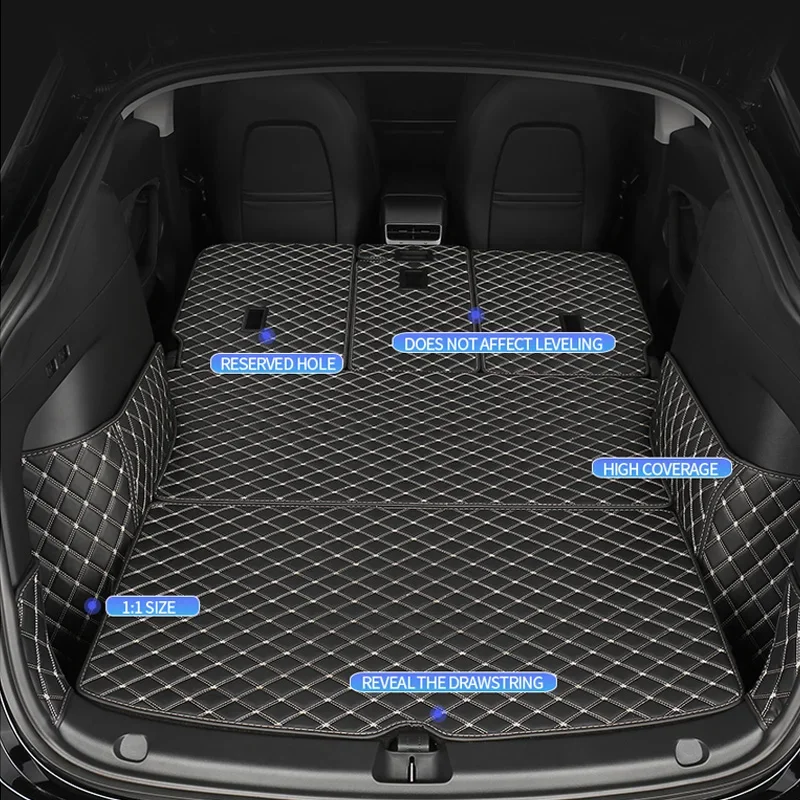 Voor Tesla Model Y Kofferbak Opslag Pad Inter Accessoires Front Kofferbak Opslag Mat Beschermende Bottom Pad Lederen Decoratie Trim