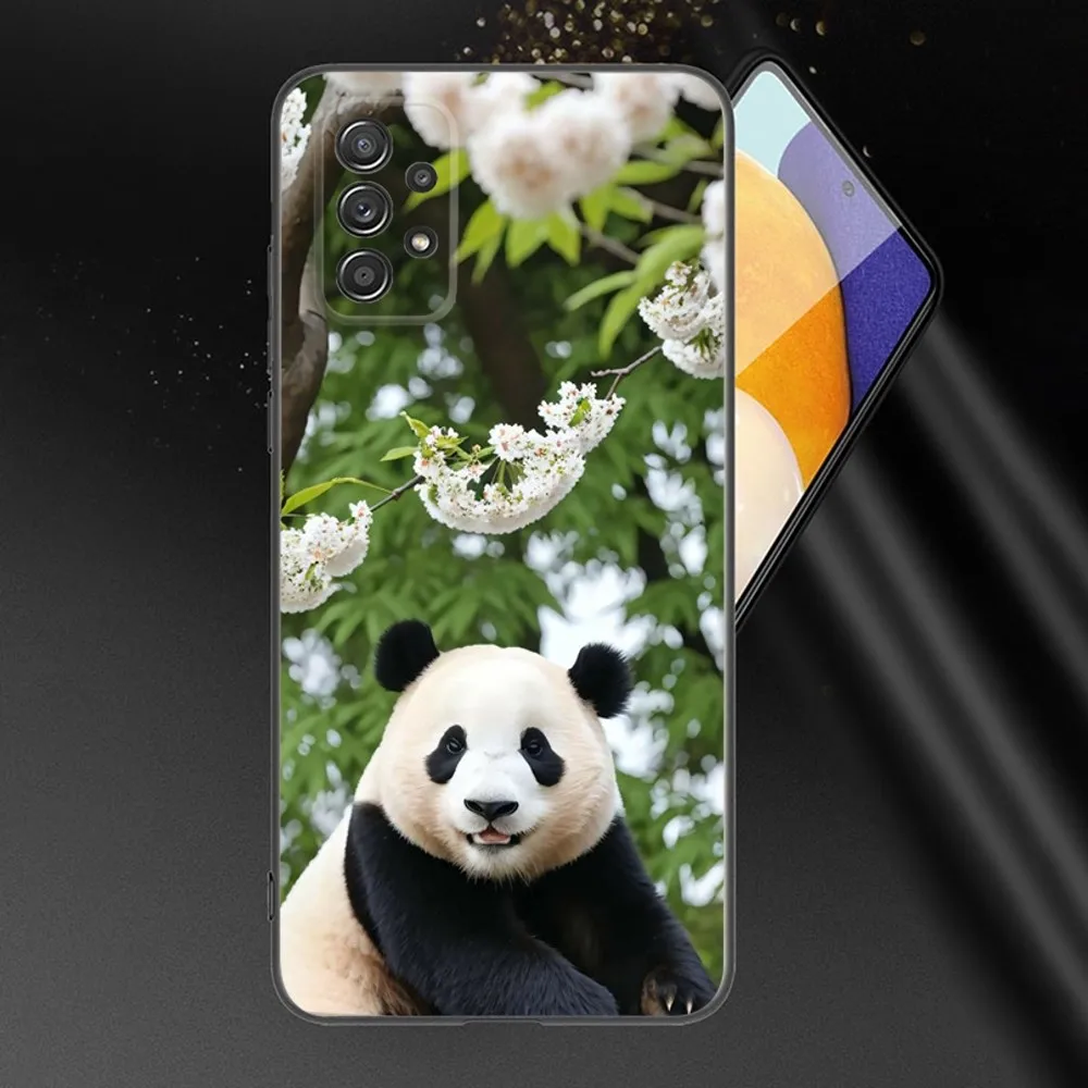 Panda FuBao Phone Case For Samsung Galaxy A13,A21s,A22,A31,A32,A52,A53,A71,A80,A91 Soft Black Phone Cover