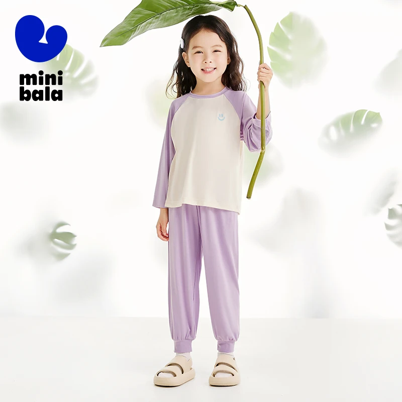 Mini Bala Set Long Sleeve Set Unisex Children Sweat-Absorbing Breathable Plant Core Homewear