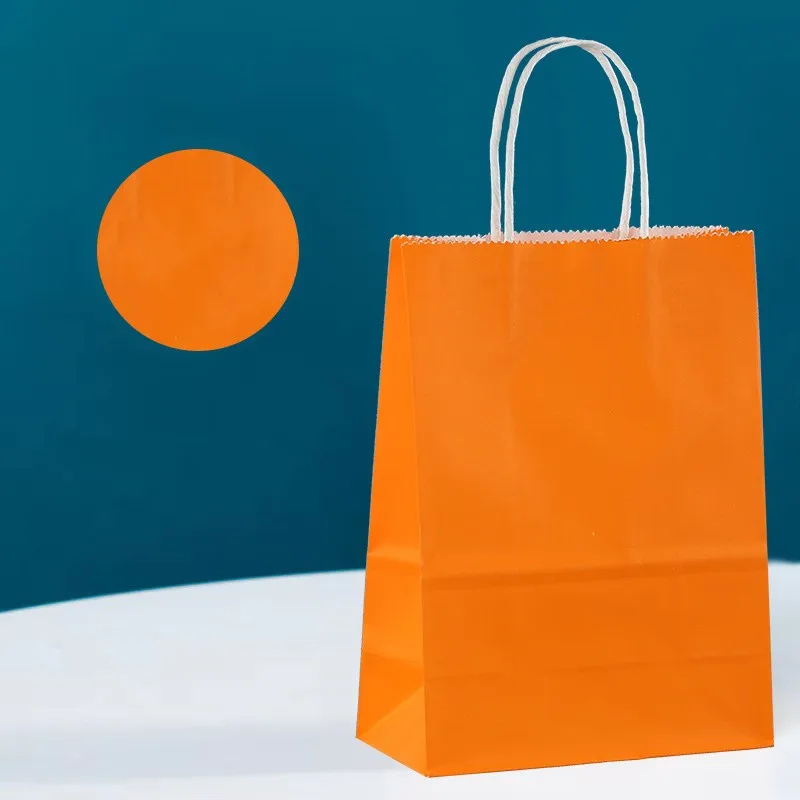 

Hand-held Paper Bags Colored Shopping Bag Food Bread Handbag Candy Kraft Paper Gift Bag For Picnic Bag Wedding Favor Party