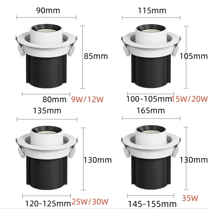 Obracanie rozciągania można dowolnie regulowane reflektory COB z możliwością przyciemniania Wbudowany obrót teleskopowy 360°° reflektory AC85-265V