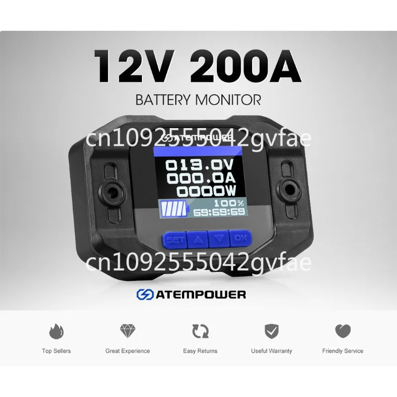 Atem Power 12V 200A Car Battery Measuring Meter Voltage Current Power Real-Time Indicator Monitor