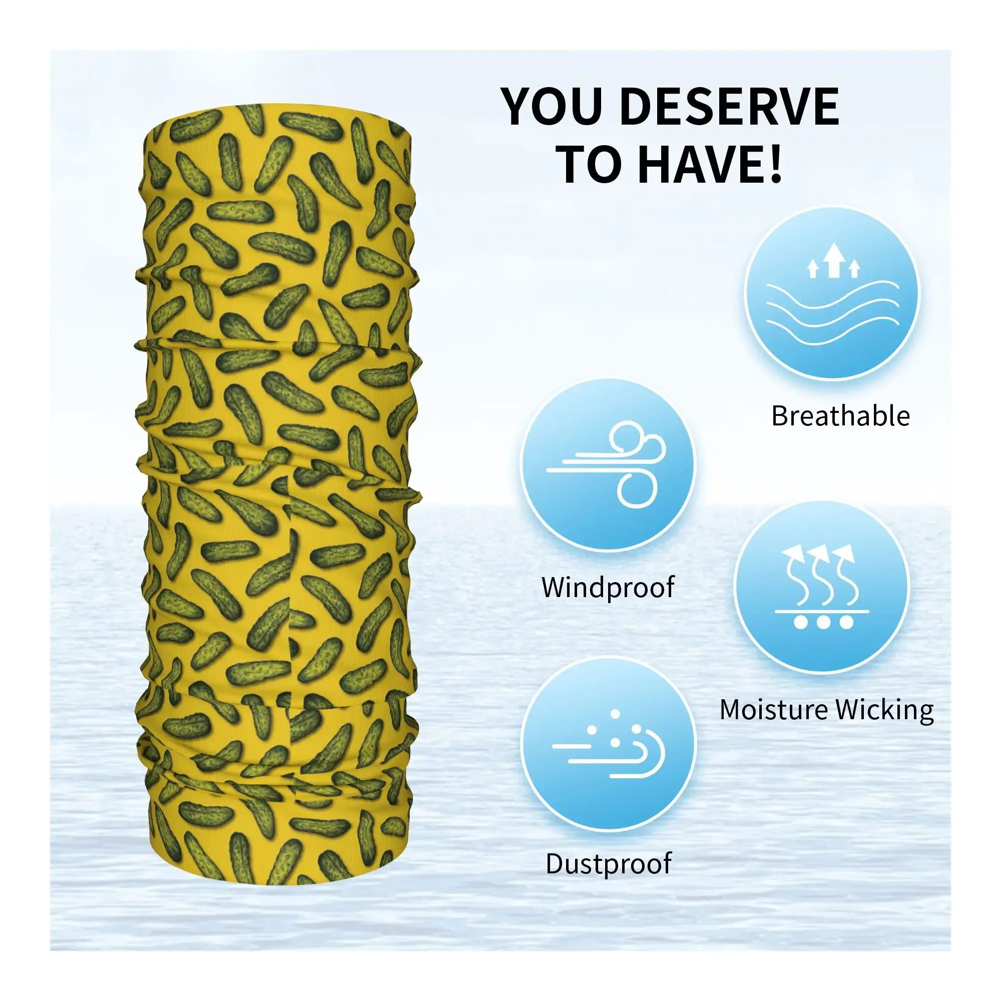 A Plethora Of Pickles - Green & Yellow Gherkin Pattern Bandana Neck Cover Wrap Scarf Multifunction Balaclava Riding