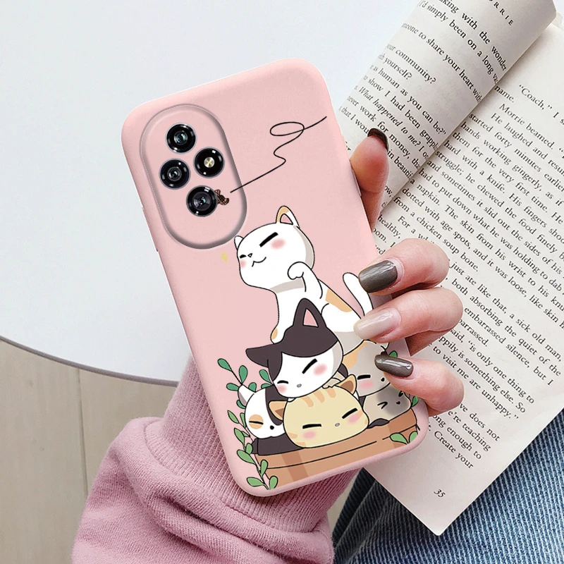 For Honor 200 Case Honor200 Phone Cover Popular Flower Lovely Cartoon Cat Soft Silicone TPU Funda For Honor 200 Protector Bumper