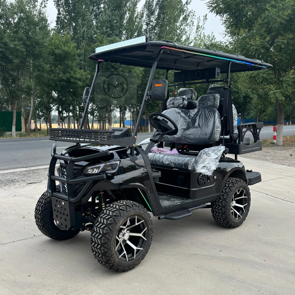 Solar Panel Golf Cart 2+2 4 Seats Electric Lifted Golf Scooter 72V 48V Utility Vehicle Factory Direct Off-road Golf Cart