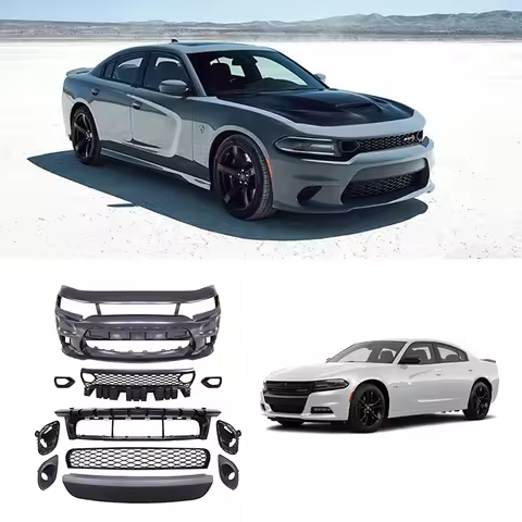 Front Lip With Lamp Hole Car Hellcat Style Front Bumper For Dodge Charger 2019-2023