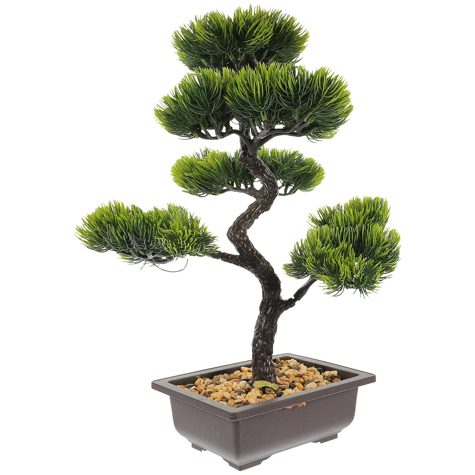 

Artificial Bonsai Pine Tree Realistic Faux Desk Potted Plant Small Decorative Fake Plant Home Office Living Room Ornament