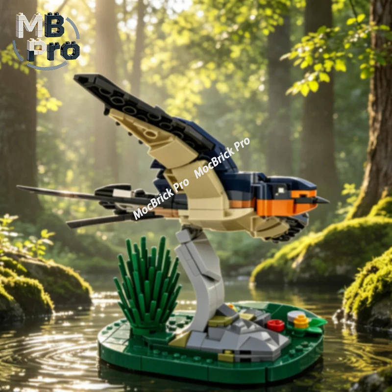 

Barn Swallow Wildlife Simulation Building Blocks Mini Bricks Assembly Model Home Desk Decoration Toy