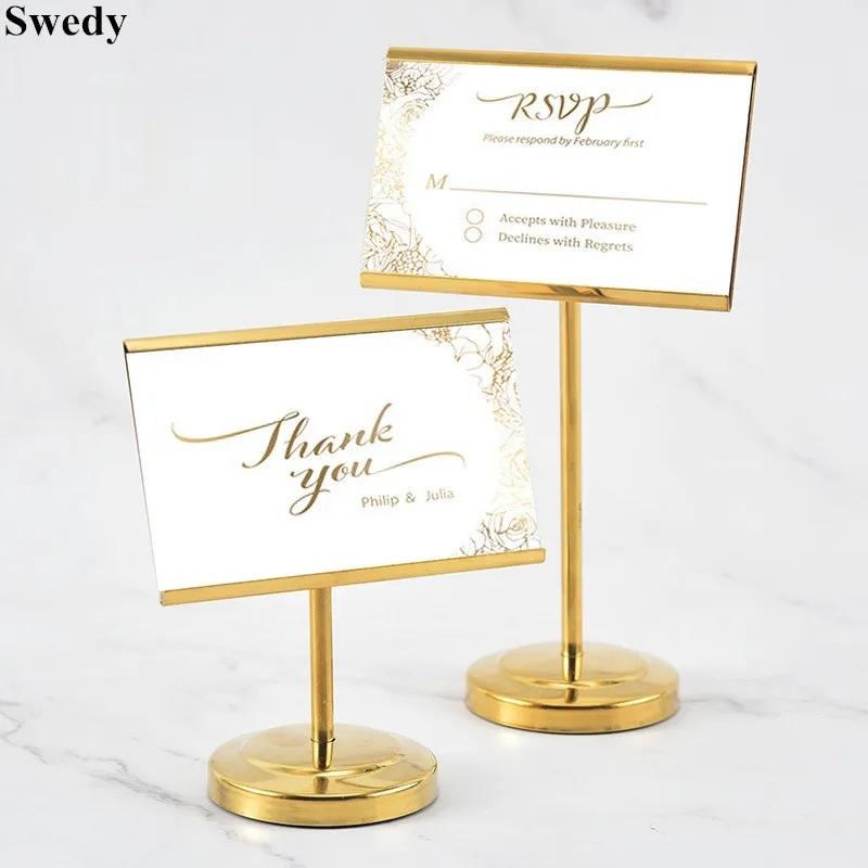 90x55mm Stainless Table Number Name Place Card Holder Photo Picture Menu Memo Holder Price Label Tags Sign Holder Display Stand