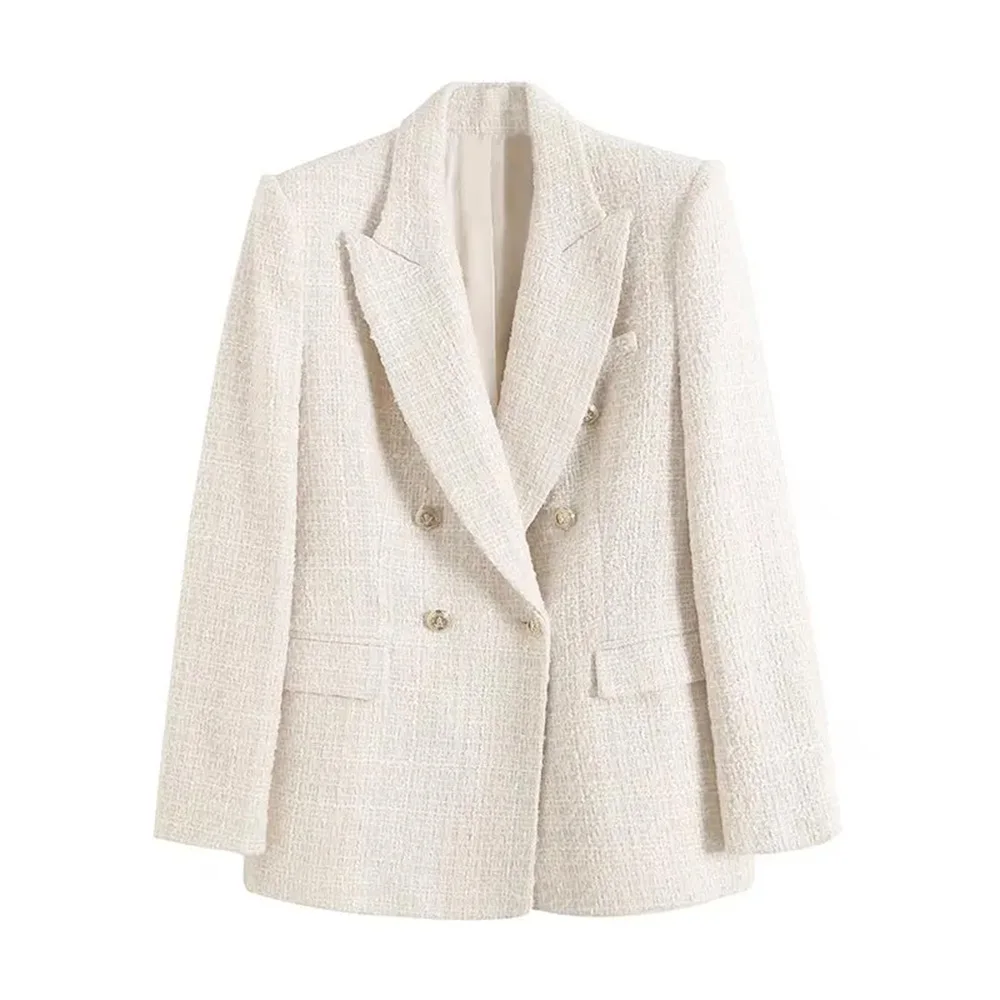 Modische strukturierte Damenanzugjacke für Herbst und Winter, lässige und bequeme Damenbekleidung