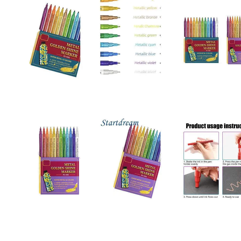 

12 Color Metallic Acrylic Marker Double Tip Acrylic Marker for Scrapbooking K92C