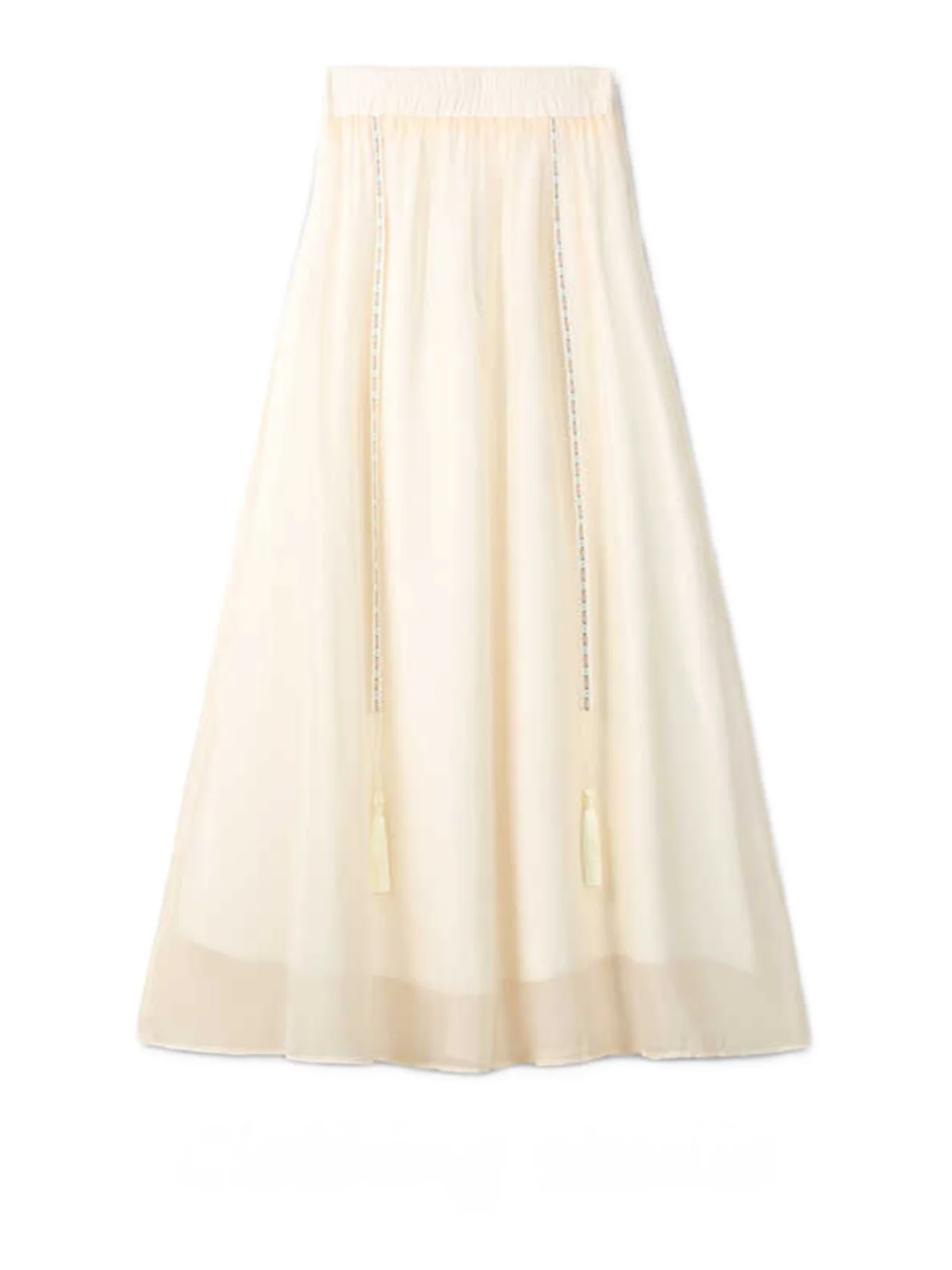 Ele-falda Midi acampanada de cintura alta para mujer, vestido largo chino Faion, falda de encaje Chantilly, verano 2024