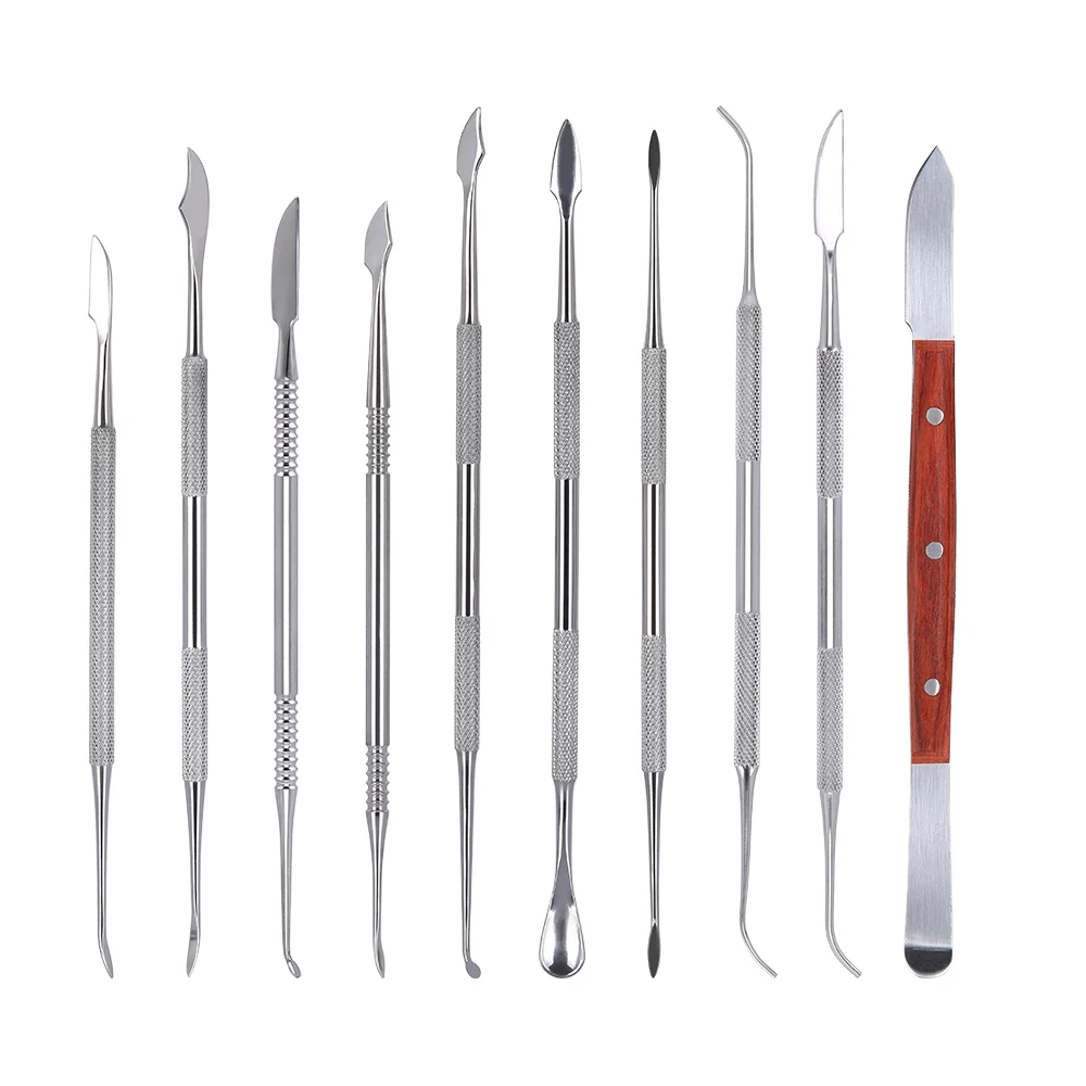 10Pc Dental Spachtel Gips Messer Praktische Edelstahl Vielseitig Zähne Wachs Carving Werkzeug Set Dental Instrument Zahnarzt Werkzeuge – Detail 1