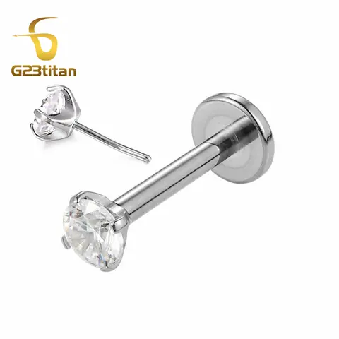 G23 티타늄 16G 플러그 인 립 피어싱 Labret 스터드 메두사 코 링 귀 연골 헬릭스 Tragus 귀걸이