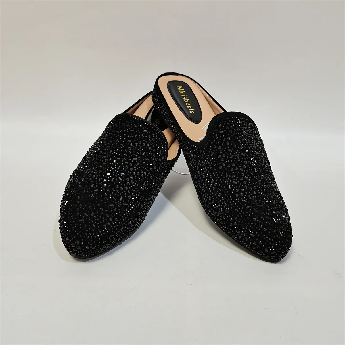 2024 Newest Women's Rhinestone Slippers Comfortable Lady Muller Shoes Flat Half Slippers Women Casual Shoes Party Shoe F4-1120-1