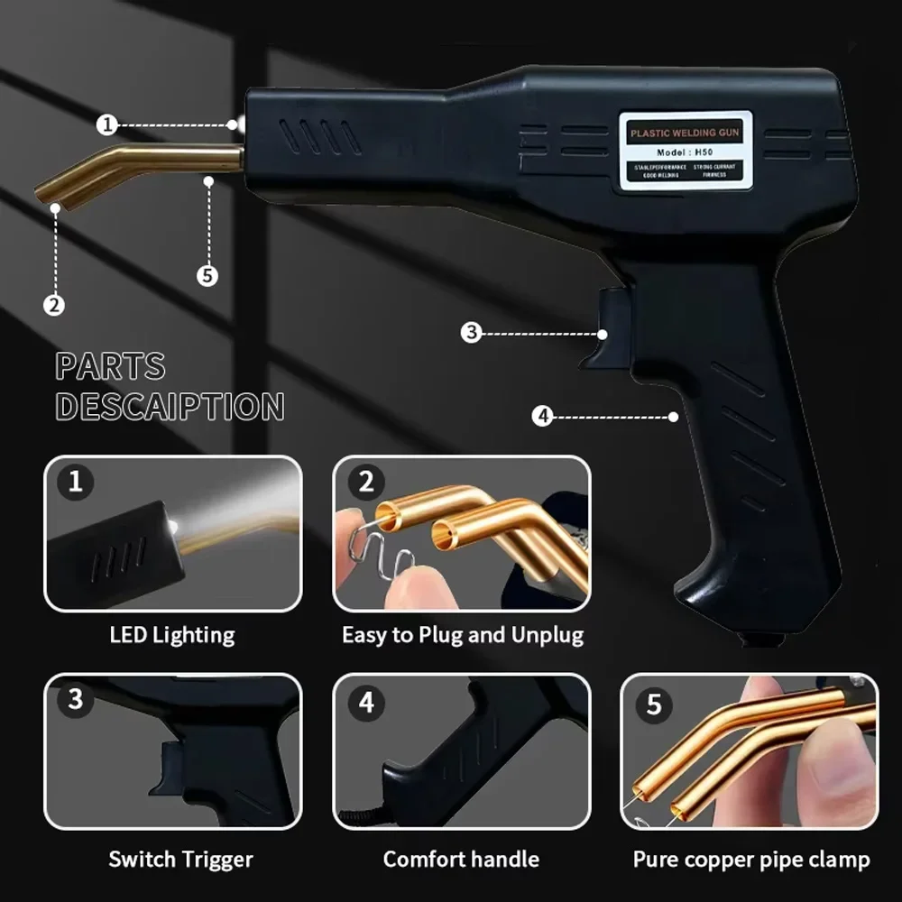 Automotive Bumper Repair Welding Gun Tool with Welding Nail Front Bumper Repair Plastic Welding Gun for Car Body Worktools