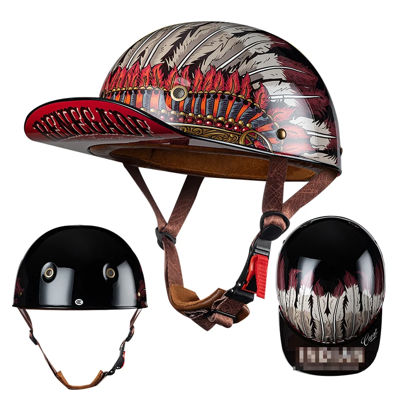 Retro zomer motorfiets halve helm ademend vintage open gezicht ontwerp lichtgewicht pet voor cruiser scooterrivers