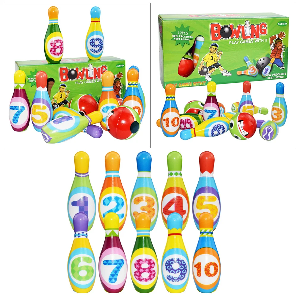 

Small Solid Bowling Play Set Colorful Pattern Bowling Playthings Sports Bowling Games Educational for