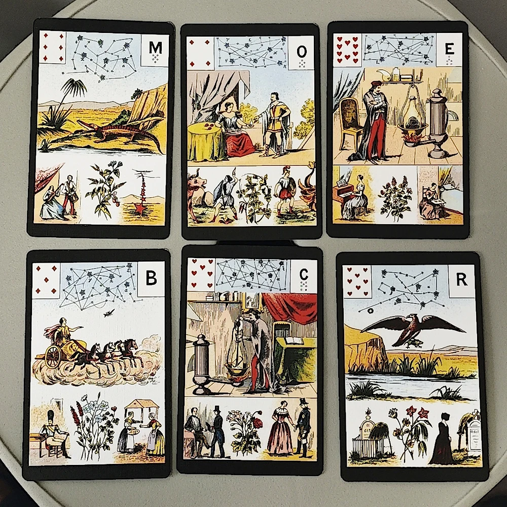 Mazzo Grand Jeu De Mlle Lenormand 9 * 6 cm stampato su cartoncino doppio goffrato 350GSM 54 carte Lenormand Oracle