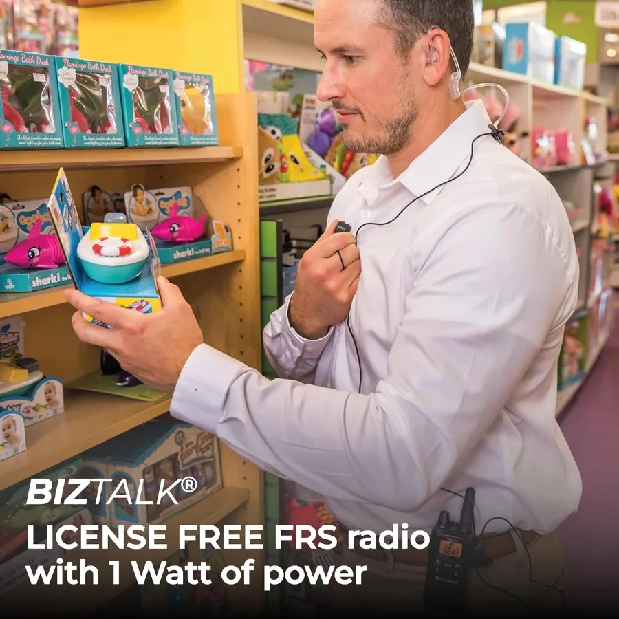 LXT600BB FRS Business Walkie Talkies - أجهزة راديو طويلة المدى 36 قناة ثنائية الاتجاه مع سماعات الرأس وقاعدة شحن تنبيهات الطقس AA 2