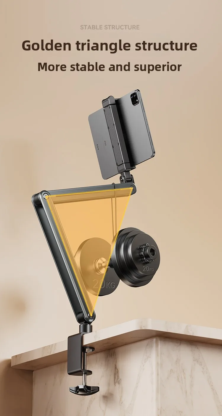 Faltbarer Aluminium-Legierung Tischständer 360° ° Drehbarer Halter für Handy und Tablet, Live-Streaming, Videoaufnahmen, Overhead-Aufnahmen – Detail 3