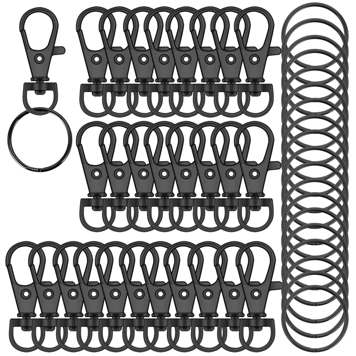 100PCS Swivel Snap Hooks with Key Rings, Metal Lobster Claw Clasp, Keychain Rings for Crafts