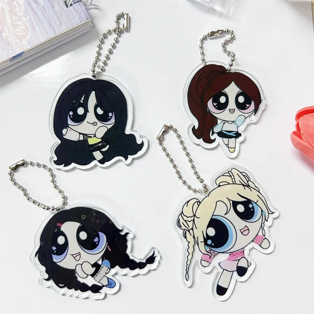 Kpop Idols Winter Giselle Keychain Cartoon Cute Acrylic Printing Pendant Bead Chain Backpack Accessories Karina NingNing Gift