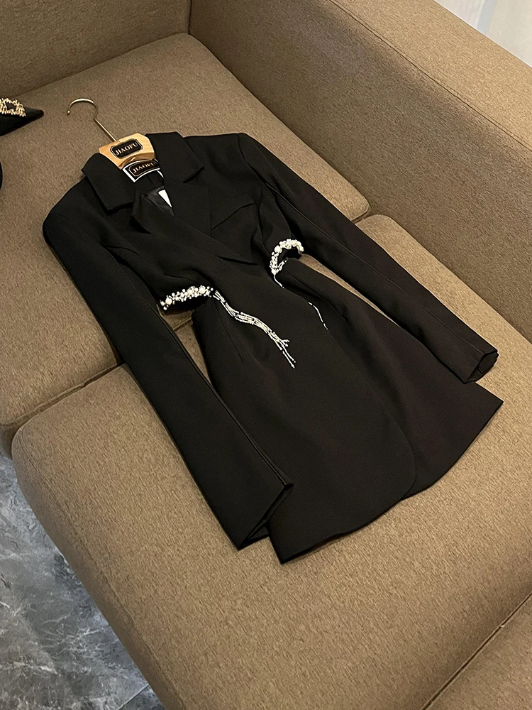 

Bla Heavy Work Long Sve Faisonable Commute Suit Hepburn Sle Waist Женское деловое повседневное пальто