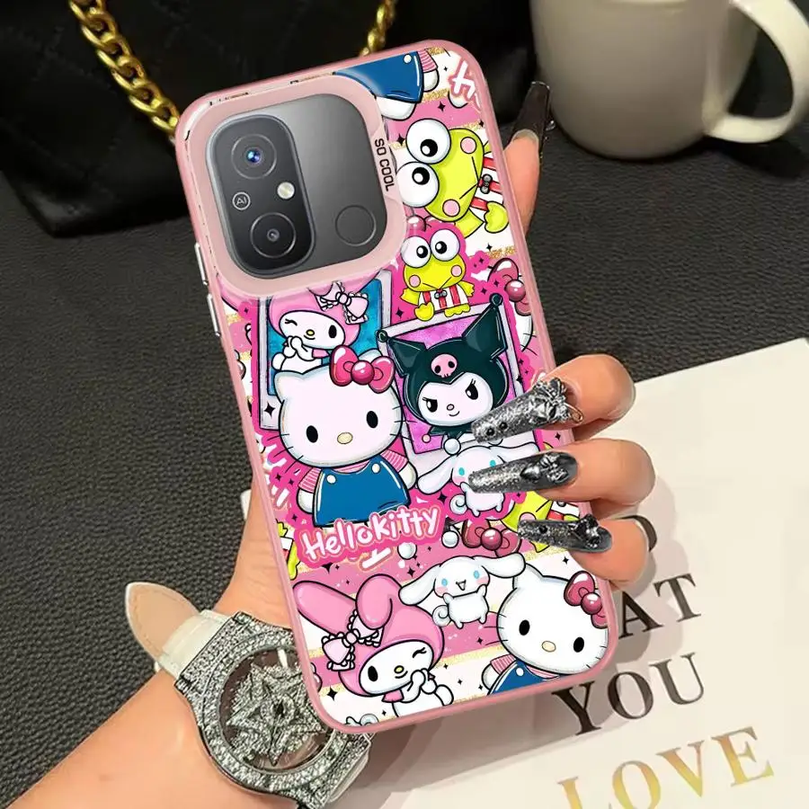 Casing untuk Xiaomi Redmi 14C 12C 10C A1 A2 Plus 9T A5 K60 9C 13C Penutup Belakang Ponsel Lucu H-elloS K-ittyS Kuromi