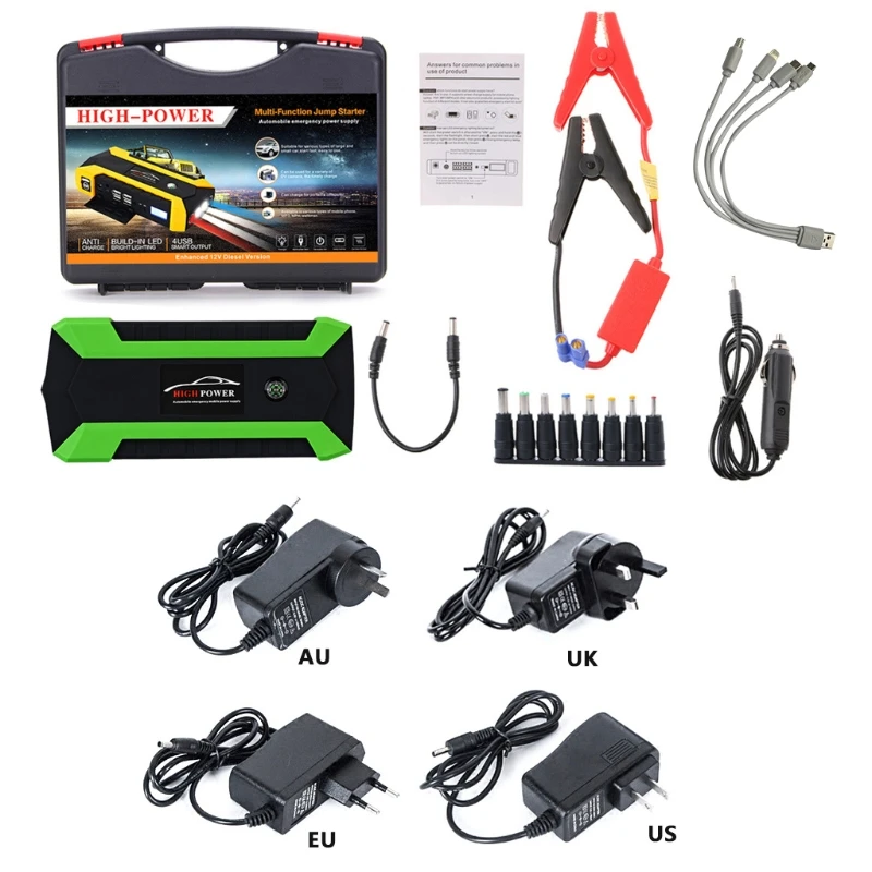 89800mAh 4 USB Portable Car Jump Starter Pack Booster Battery AOS