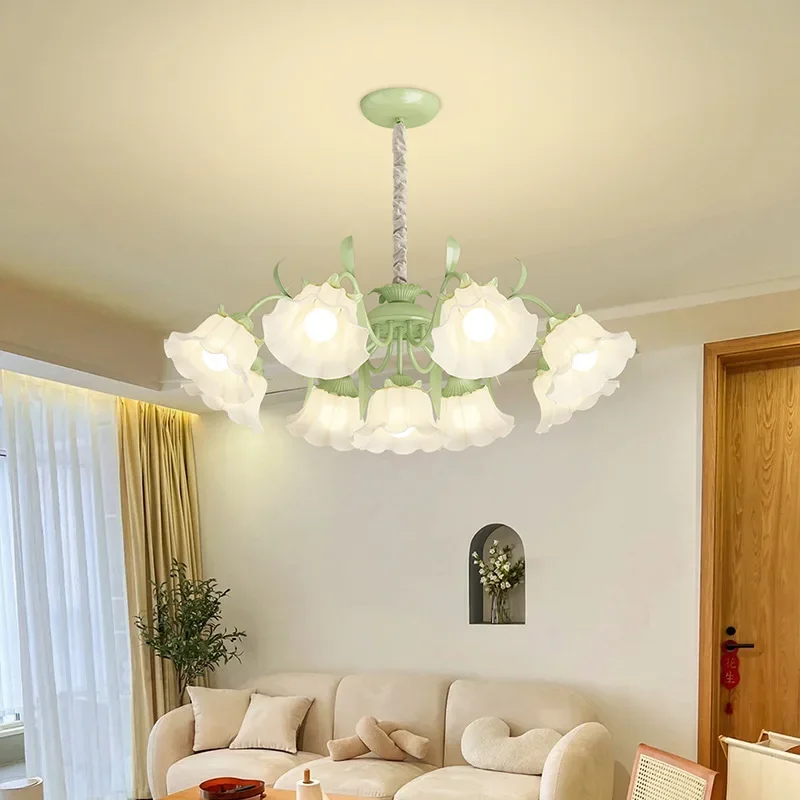 Oil style lily of the valley LED dining room chandelier light luxury living room master