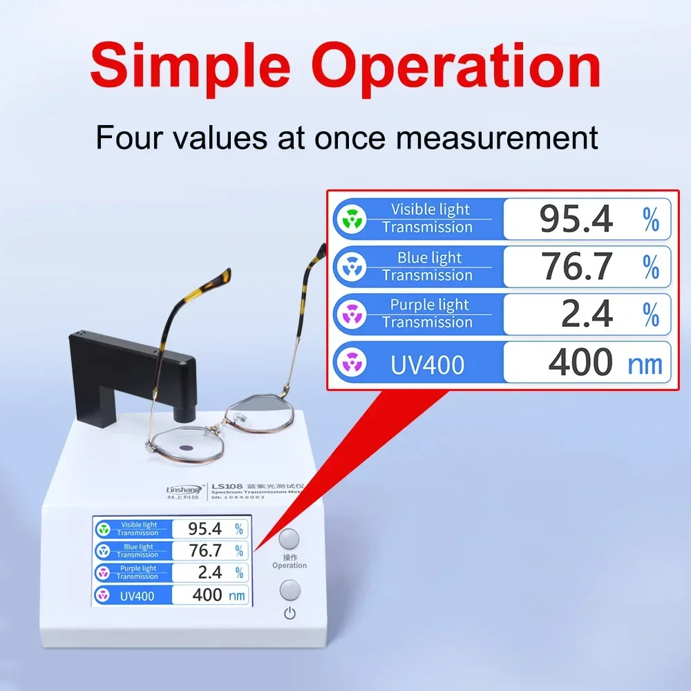 

IN STOCK LS108 Eyeglasses UV400 430nm Blue 395nm Violet Light Transmittance Transmission Meter for Sunglasses