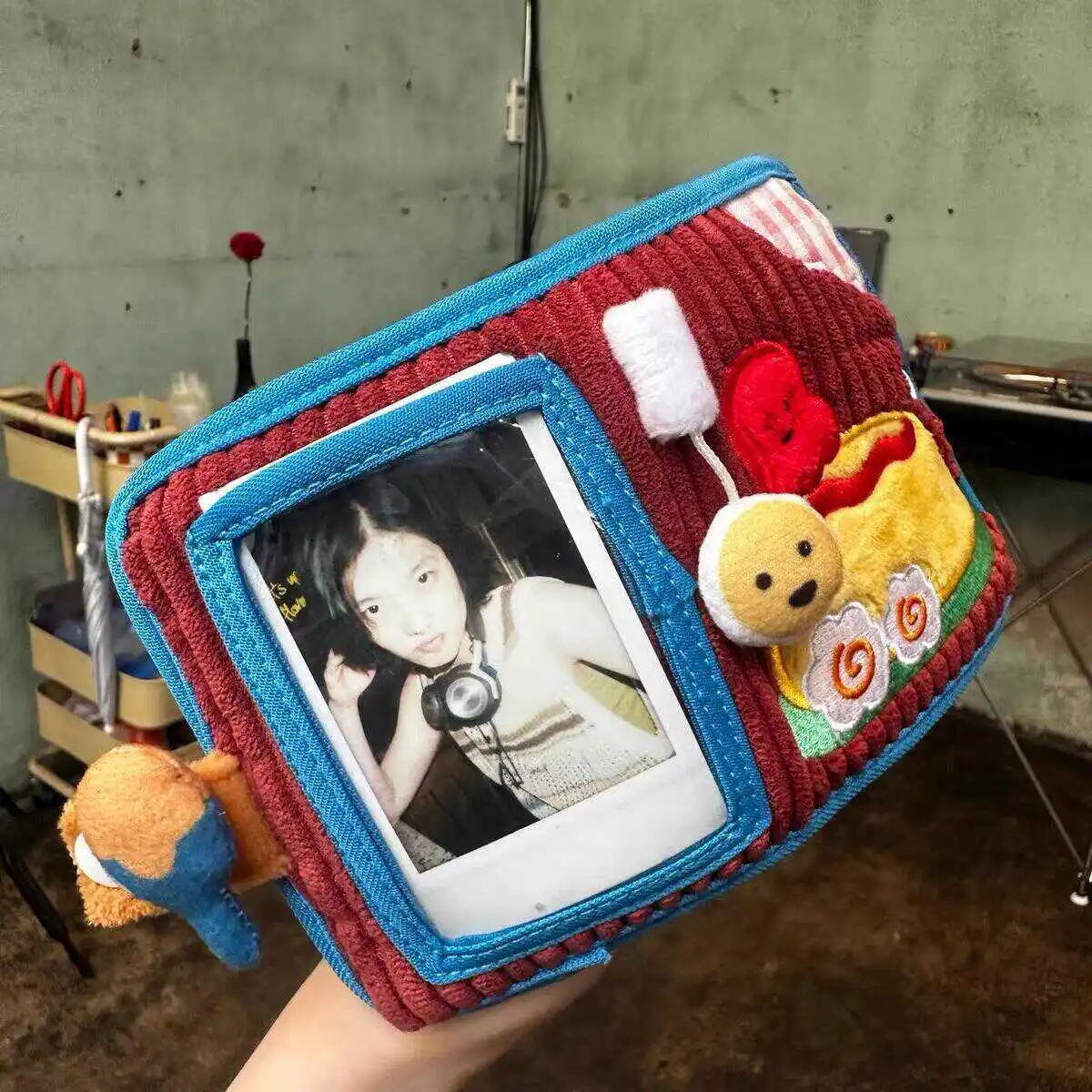 Cute Canvas Change Bag Short Zipper Compact Folding Denim Corduroy Card Bag Clutch Bag