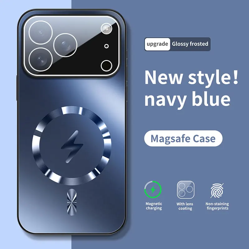 럭셔리 AG 매트 글래스 마그네틱 폰 케이스 아이폰 17 프로 맥스 에어 16 15 14 프로용 맥세이프 무선 충전 커버 액세서리
