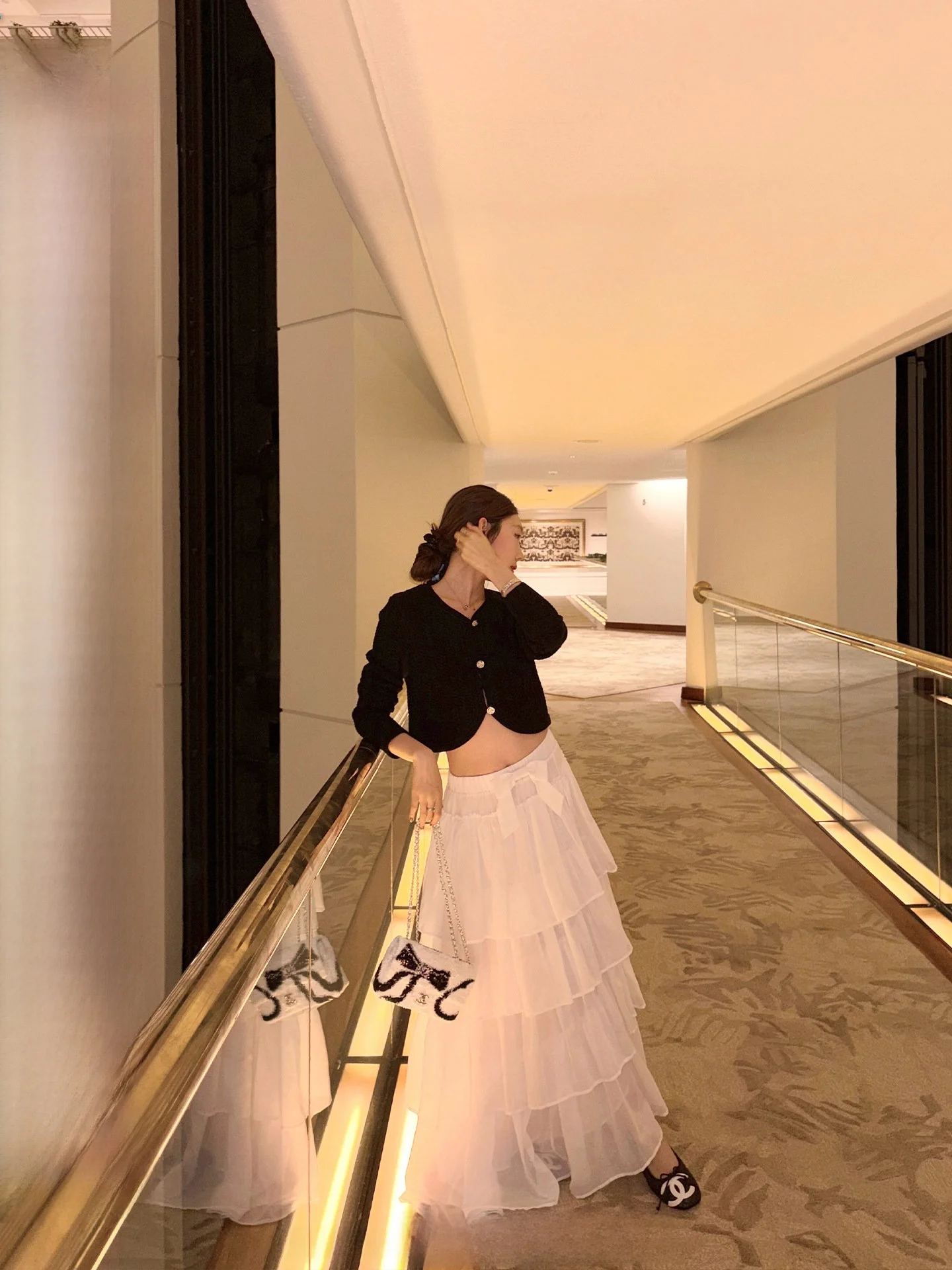

Ranwear Castle Moonlight Atmosphere Romantic Knot Side Slit Draping Chiffon Half-length Cake Long Skirt Casual Style