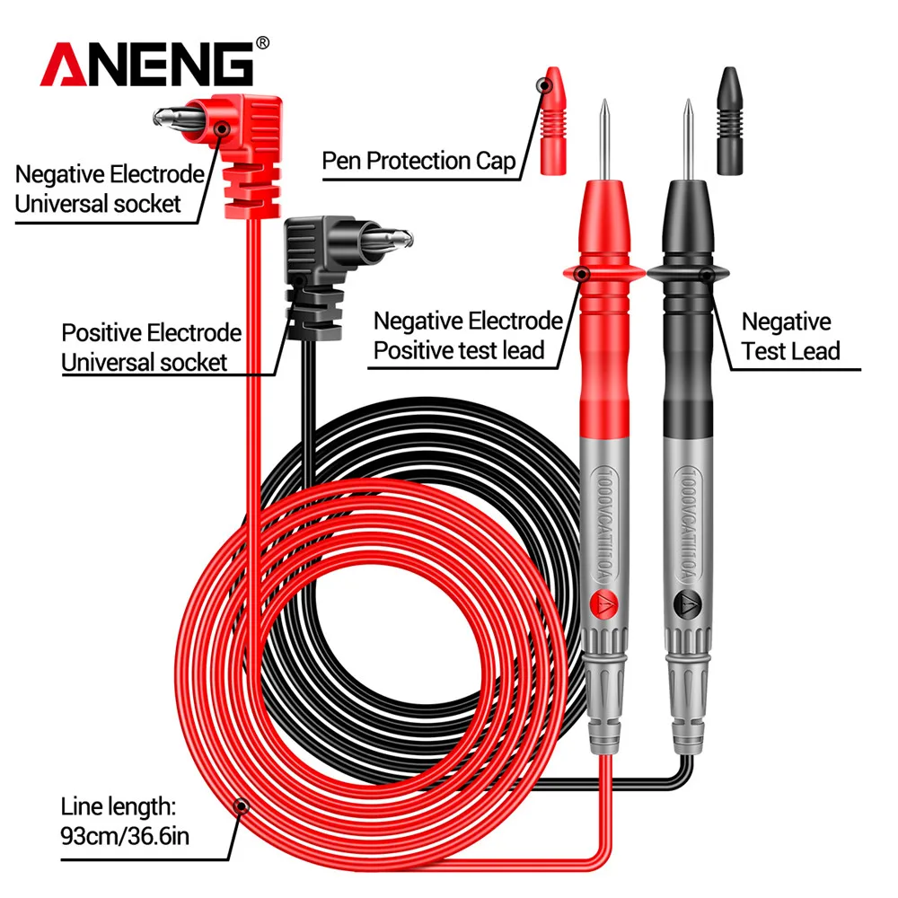 ANENG PT1035 Digital Multimeter Test Leads Universal Cable Needle Tip Voltmeter Multi Meter Tester Lead Probe Wire Pen Wire