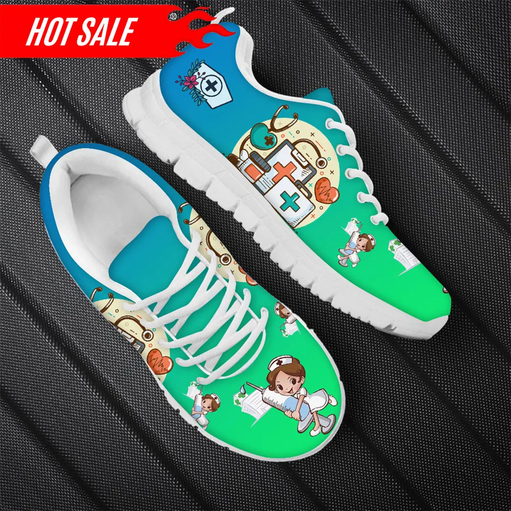 Gradient Cartoon Nurse Doctor Medical Brand Design Flats Nursing Shoes Woman Spring/Autumn Sneakers Breathable Shoes